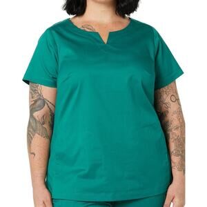 Amazon Essentials Scrub Top Classic Fit Split Neck Crew Women's 2X Green NWT